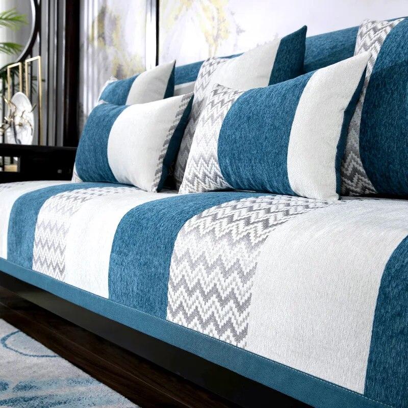 

Чехол для дивана с вышивкой по индивидуальному заказу, однотонный чехол для спинки дивана в китайском стиле, подушка из синели, нескользящий защитный чехол для гостиной 70x70cm 1pcs