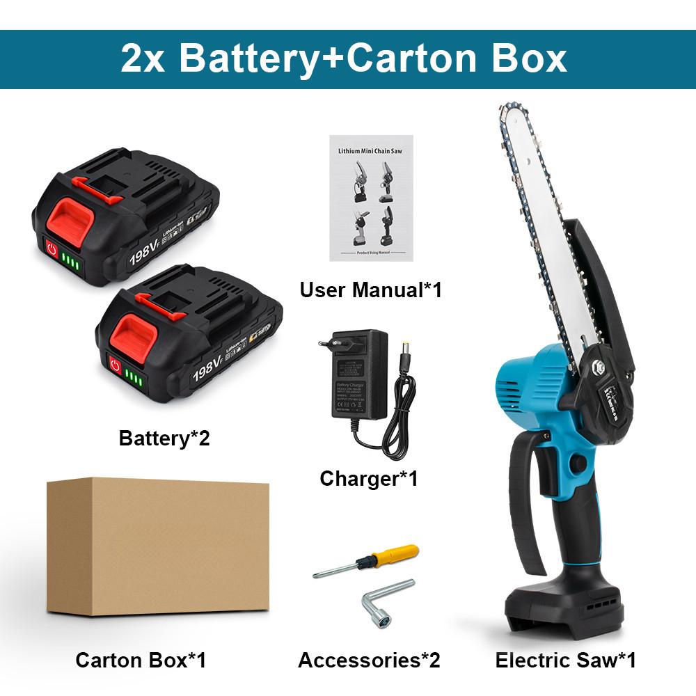 

2000-3999 Вт 8-дюймовая ручная бесщеточная цепная пила бытовая аккумуляторная портативная мини-пила для обрезки деревообрабатывающая электрическая пила режущий инструмент