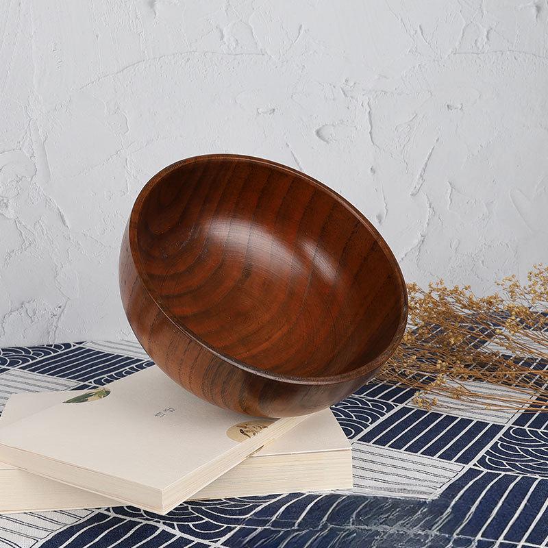 Large wooden bowl for insulation, top grade anti-scalding wooden bowl, wooden salad bowl