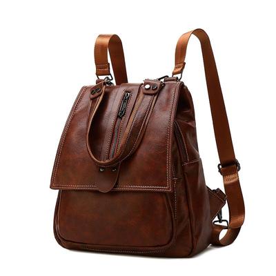 Leder-Rucksack aus Ölwachs-Leder mit einer Schulter, schräger Spannweite, Freizeit-Damenrucksack