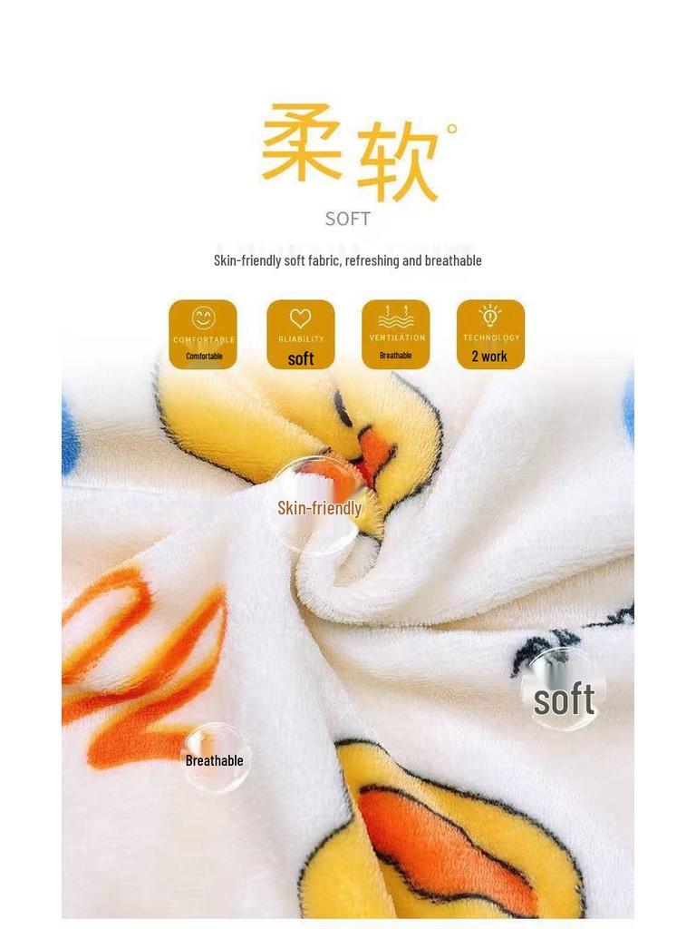 Children's Coral Fleece Flannel Pajamas - Cartoon Round Neck, Thickened Velvet Set for Boys, Girls, Babies