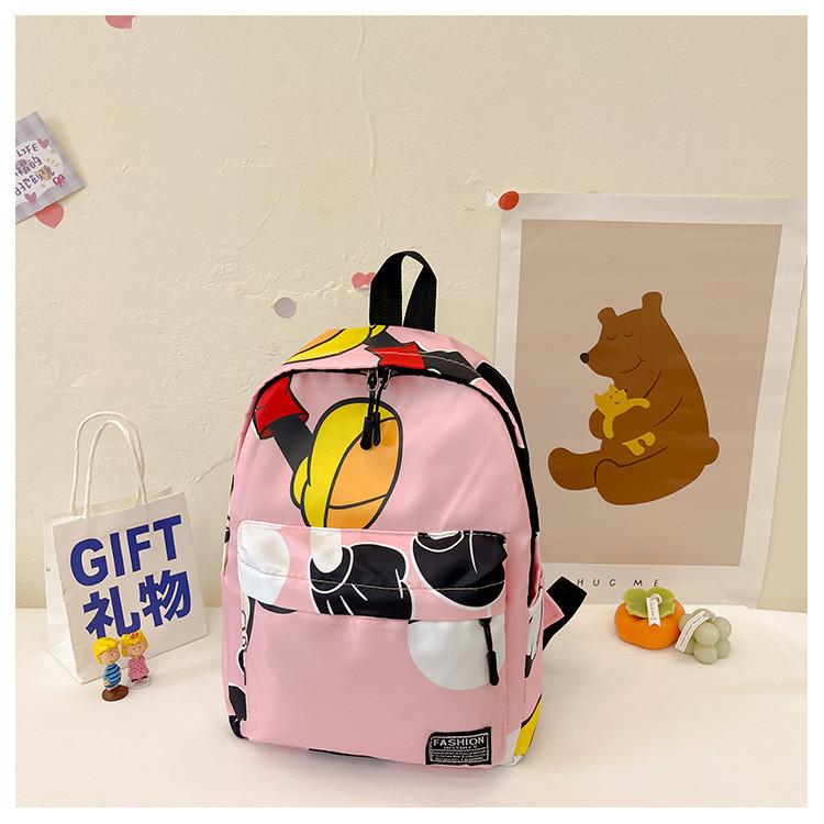 

Cute Cartoon Mickey Nylon Backpack For Kids Stylish Lightweight School Bag розовый