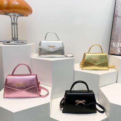 Fashionable Bag for Women with Bows In Summer New Casual and Fashionable Gentle Hand-held Shoulder Crossbody Small Square Bag