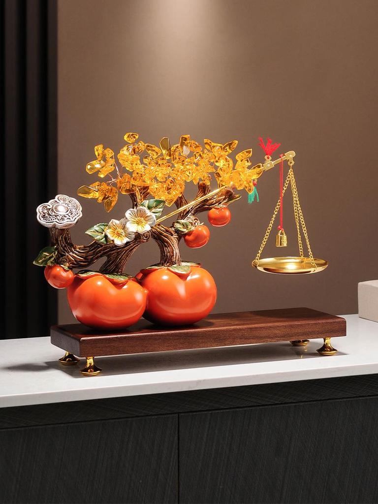 Luxurious Persimmon Wealth-Attracting Ornament - Foyer & Living Room Fortune Tree, Perfect Housewarming Gift for New Home