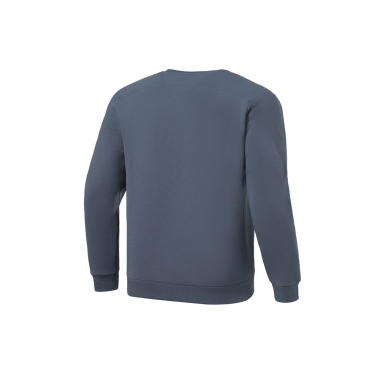 Li-Ning Fitness Series Three-Dimensional Cut Solid Color Crew Neck Pullover Sweatshirt Men Sweatshirt Lime-Blue AWDS007-6