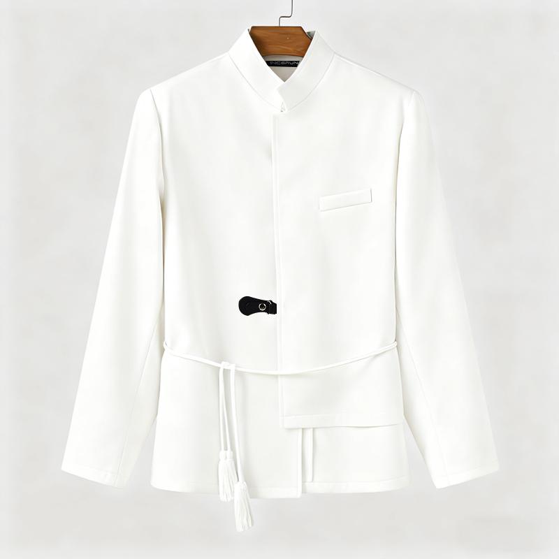 

INCERUN Men Stand Neck Long Sleeve One Buttons Irregular Thin Blazer Coats 2XL білий