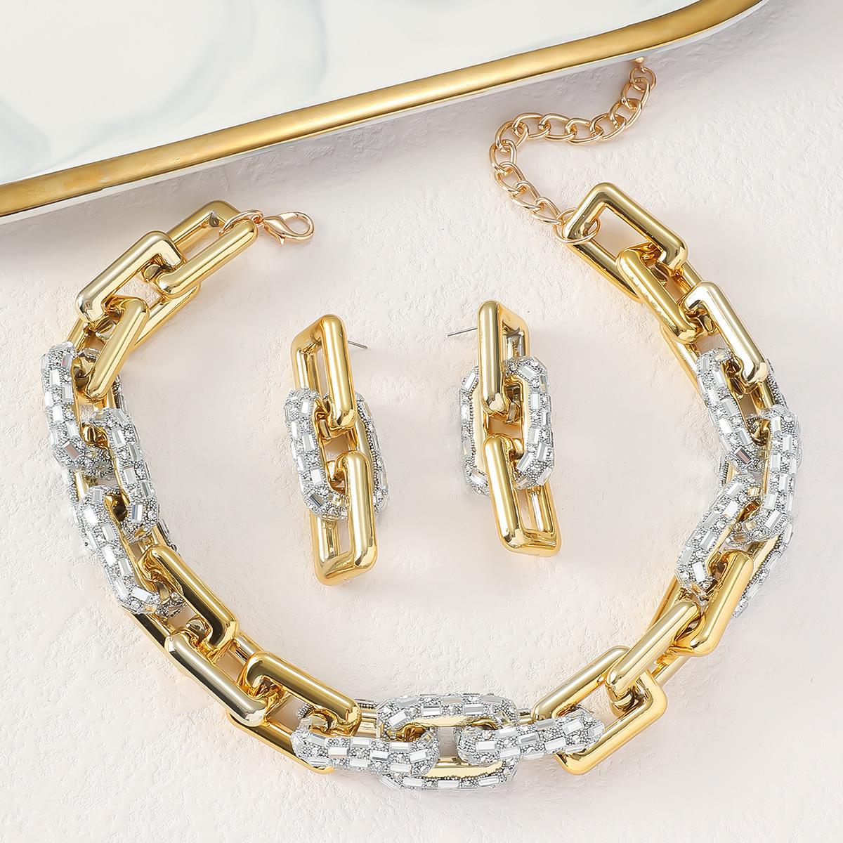 

Набір намисто та сережки, Колізійний панк-стиль, Товстий ланцюг, Жіночий, Хіп-хоп, Весілля, Подарунок