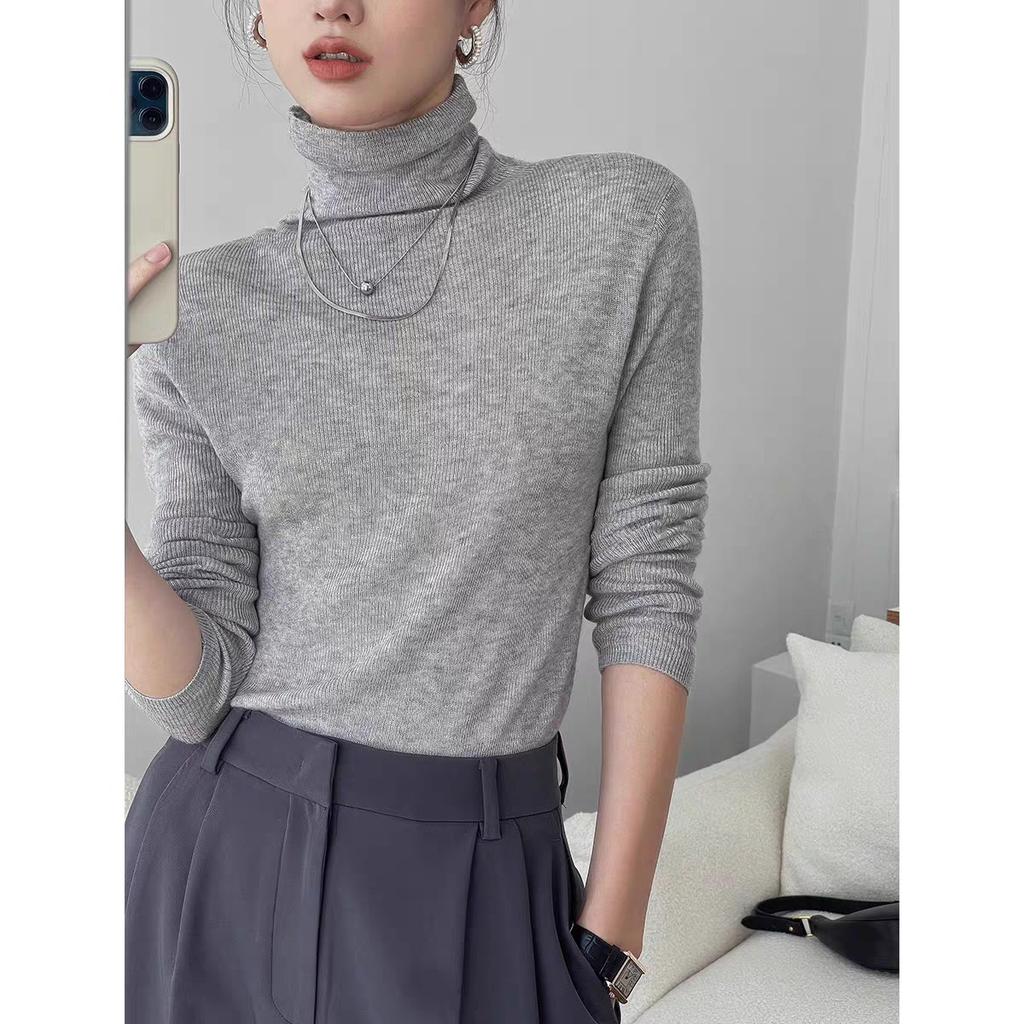 Women S Turtleneck Slim Fit Knitted Base Sweater Long Sleeve Solid Color Pullover Top