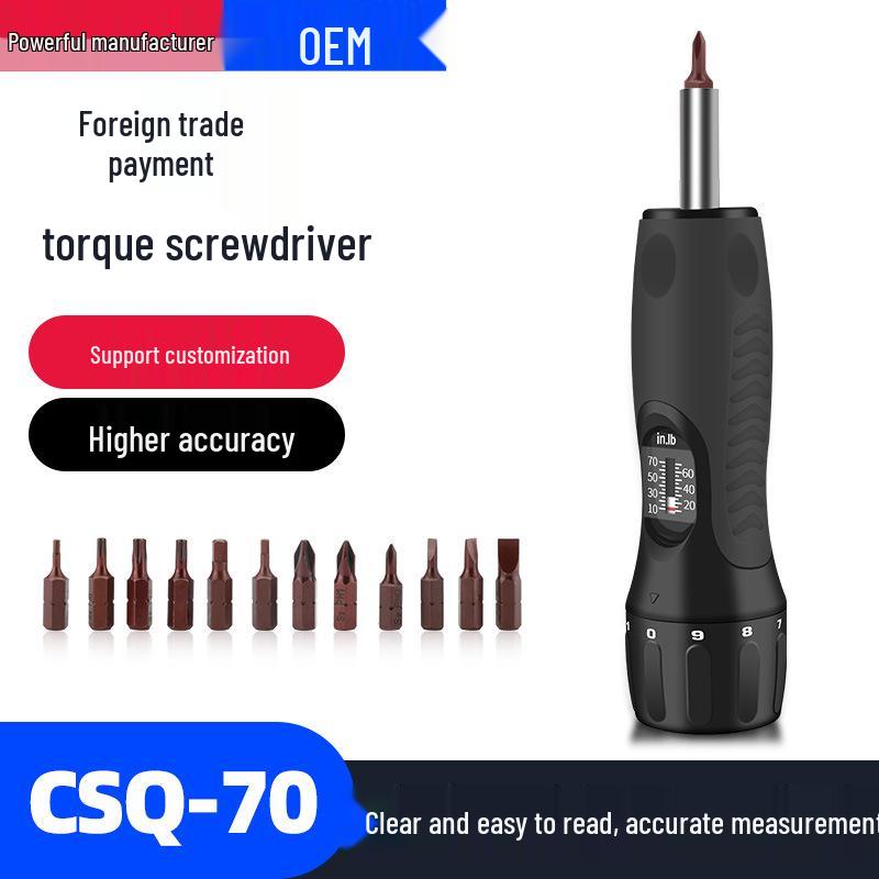 

Adjustable Torque Screwdriver with Nut Preset and Manual Torque Meter