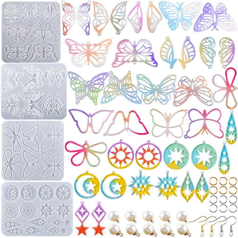 Butterfly Pendant Epoxy Resin Mold Earring Casting Silicone Mould for DIY Keychain Necklace Craft Jewelry Making Supplies
