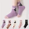 5 Pairs of Kidsren's Socks Cartoon Cute Kitten Stripesd Pattern All Year Round Baby Boy and Girl Matching Cat Mid-Calf Socks Suitable for Daily Life