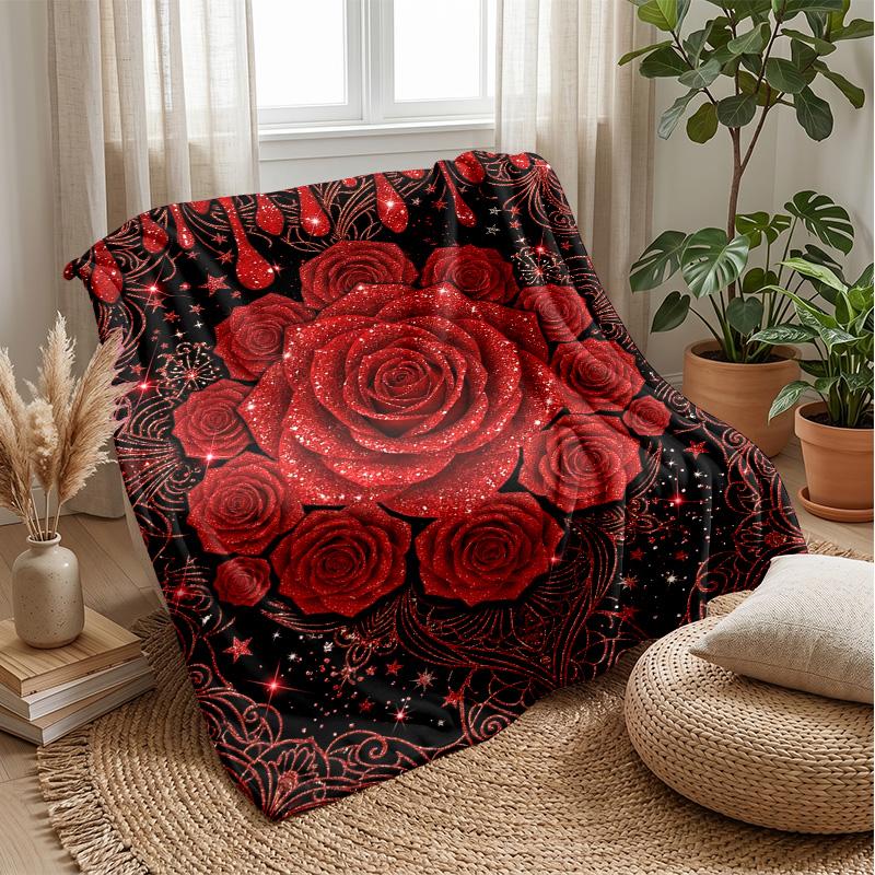 Red Poppies and Butterflies Theme blanket Lightweight Warm Flannel Blanket Decorative Throw Blanket for Home Decoration
