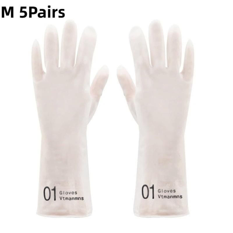 5Pairs Waterproof Silicone Household Gloves Non Slip Design Lovely Prints For Kitchen Dishwashing Daily House Chores