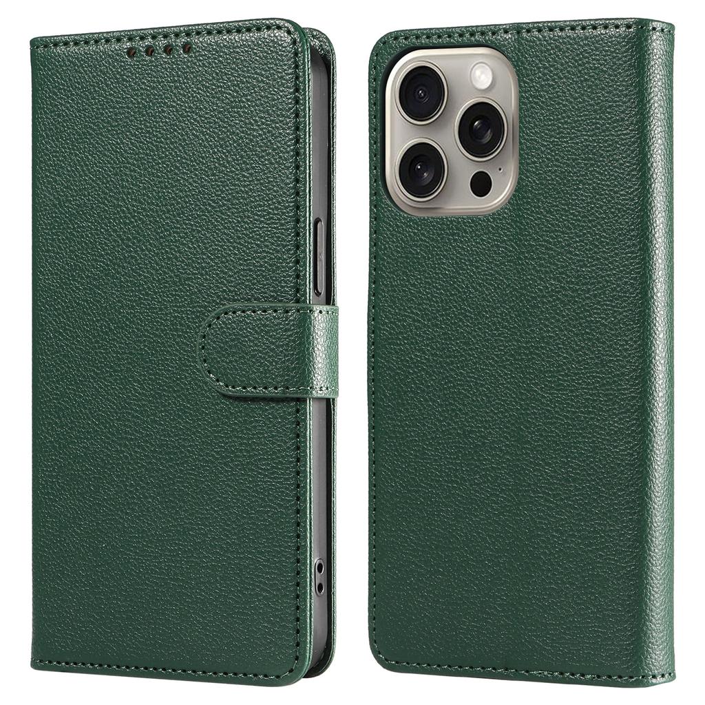 For iPhone 14 Pro Leather Case Litchi Texture RFID Blocking Wallet Stand Phone Cover