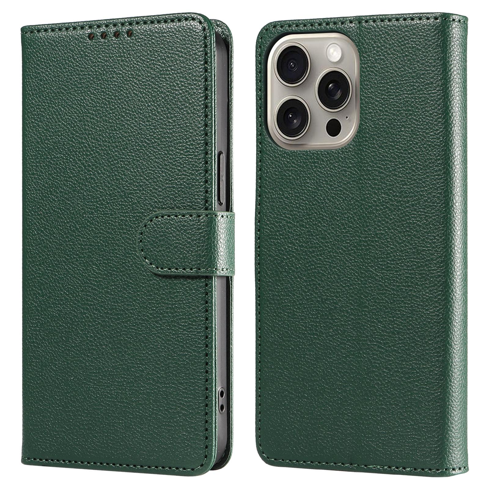 

For iPhone 14 Pro Max Leather Case Litchi Texture RFID Blocking Wallet Stand Phone Cover B