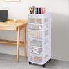 6-Tier Rolling Storage Cart W/ Drawers, Mobile Organizer Cabinet On Wheels, White Storage Tower for Bedroom Closet Organization