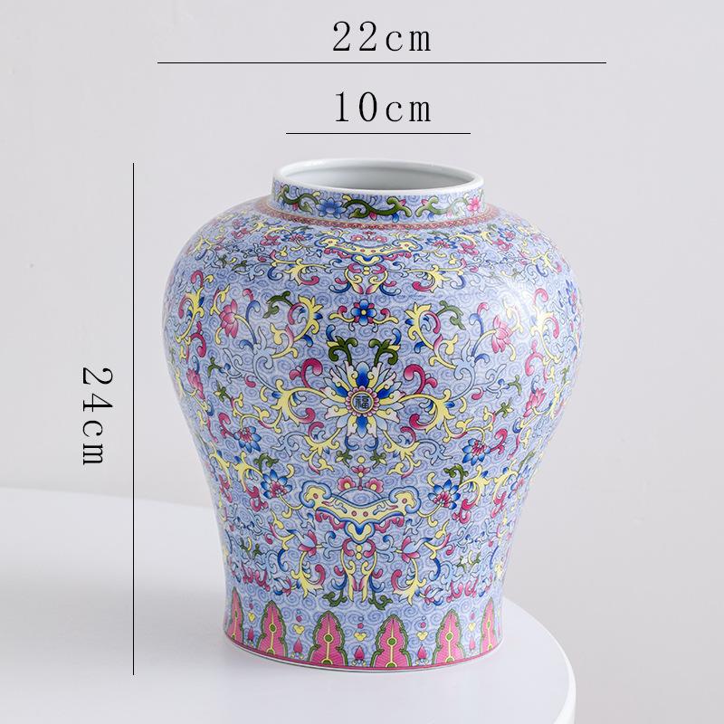 Chinese Retro Blue and White Porcelain Flower Vase Ceramic Handicrafts Flowerpot Desktop Storage Can Home Decoration
