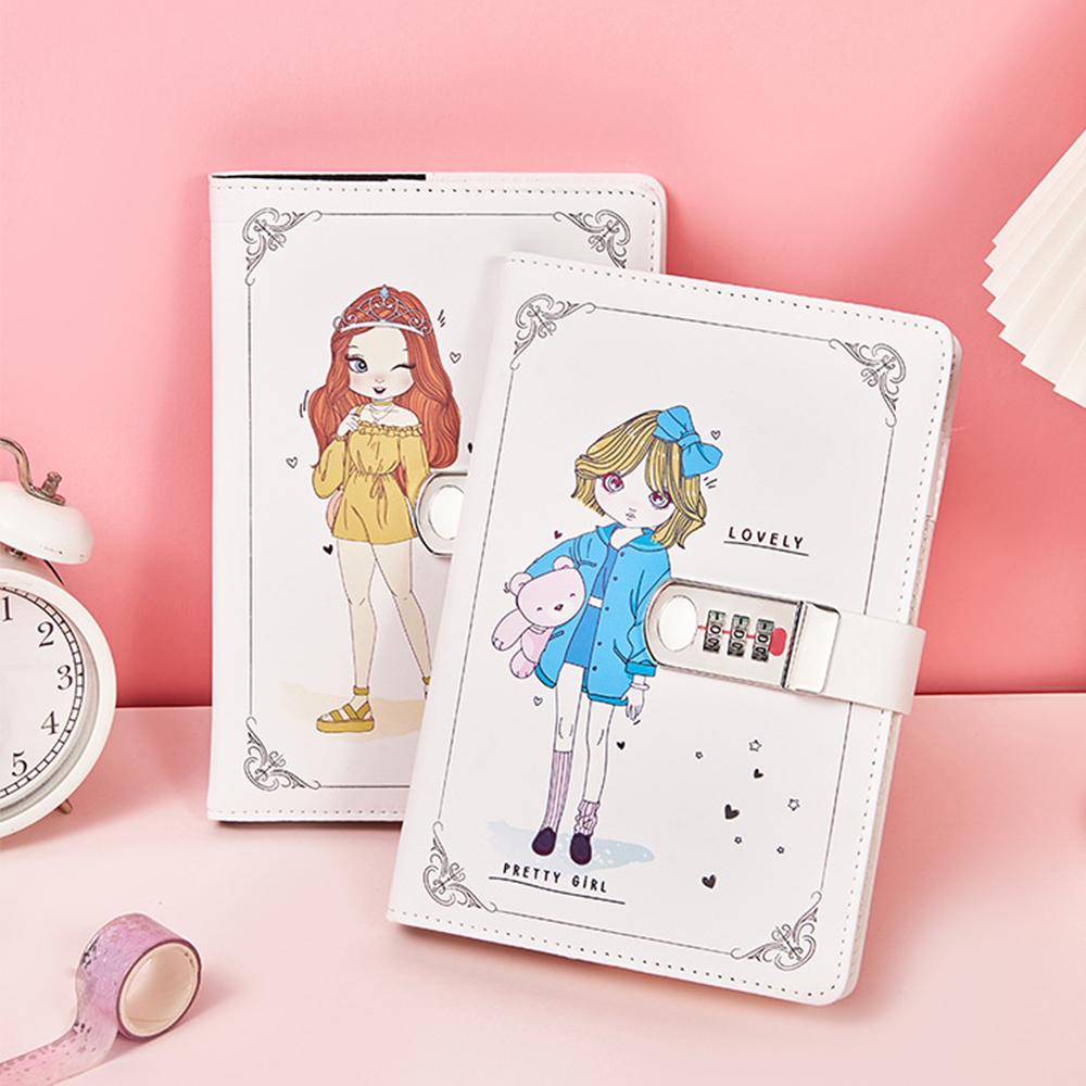 (Logo Can Be Engraved) A5 Student Lined Notebook with Password Lock, Private Notepad, Diary, Business Meeting Record Book, Hand Ledger