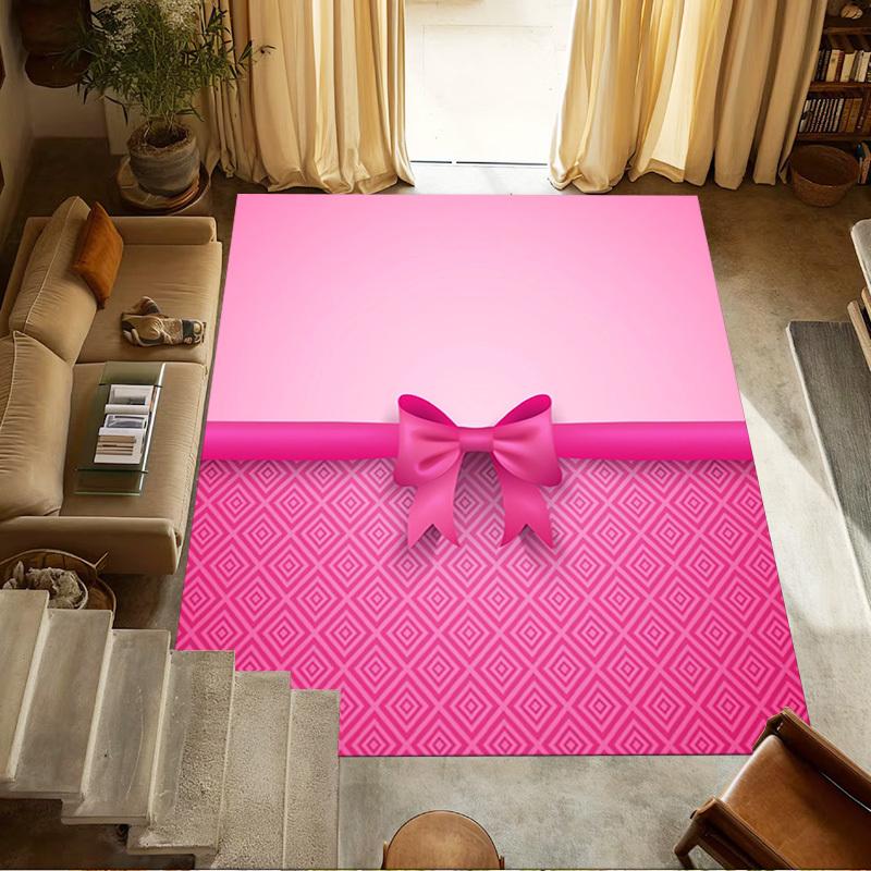 bow ribbon Crystal Velvet chair mat Area Rug - Non-Slip, Floor Mat, Office Desk Chair Rugs, Bedroom Decor.Christmas Gift-1106131