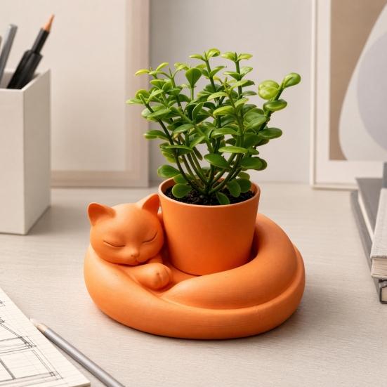 Solid Base Tabletop Decor 3D Printed Succulents Planter, Creative Mini Flower Pot with Artistic Sculptural Design, Desktop Plant Small Desk for Office