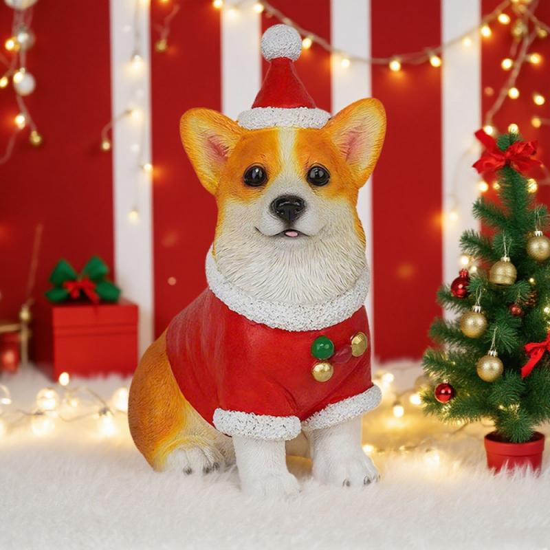 Cute Labrador Corgi Beagle Resin Statue Dress-Up Dog Home Decoration Handicrafts
