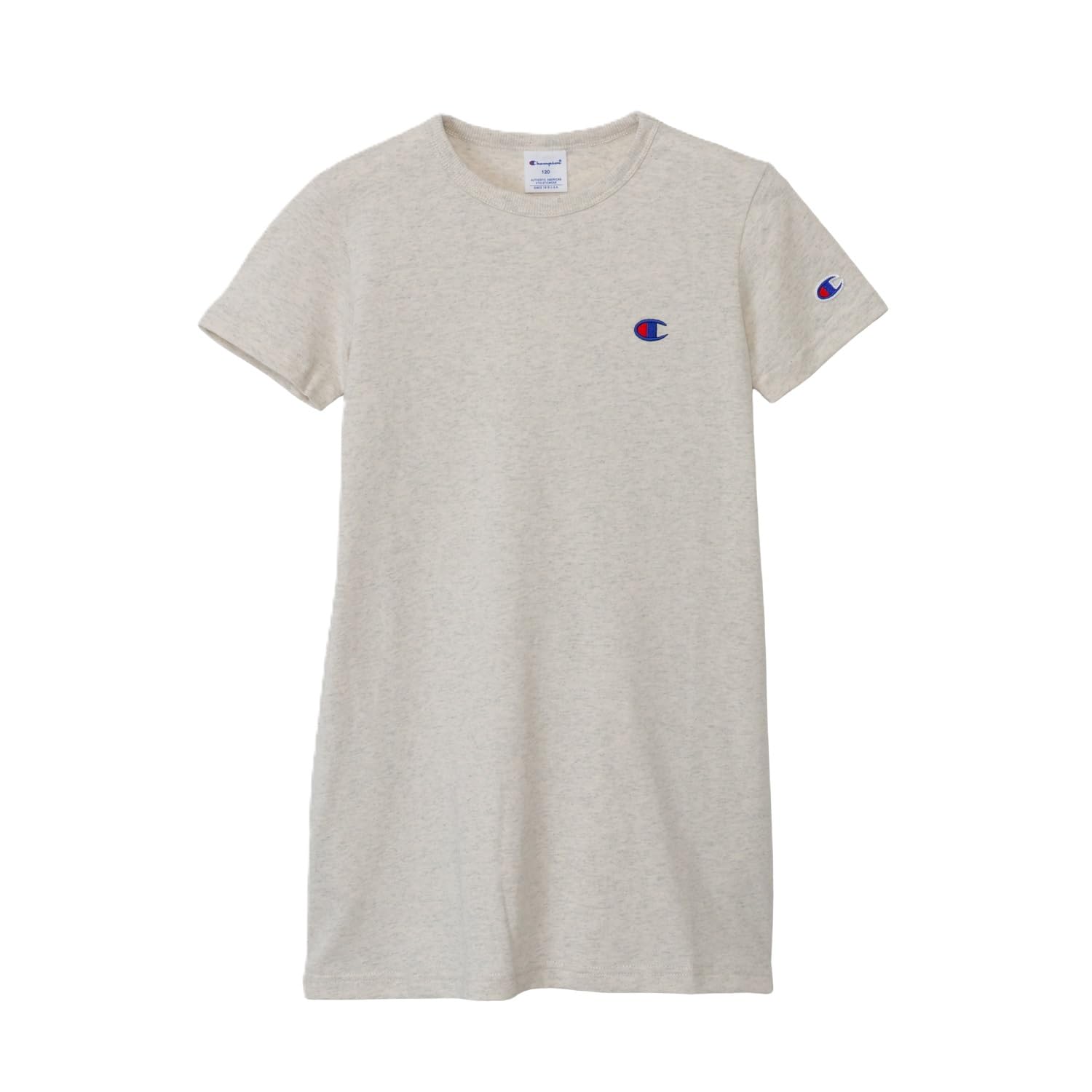 

Champion Short Sleeve Crew Neck Shirt Cotton Binder Logo Size 150 Kids Dress, 100% USA, Neck, One-Point Embroidery, Basic, Oatmeal, (CK-Z331/CK-T305)
