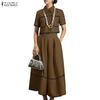 ZANZEA Women Short Sleeve Blouse and Long Skirts Summer Two Piece Suit Sets
