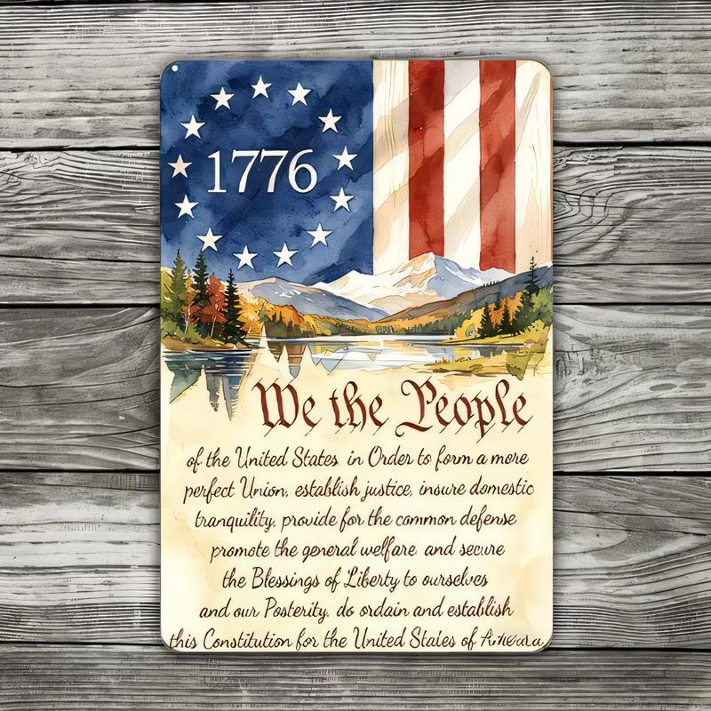 Tin Sign Vintage We The People United States Constitution Wall Plaque Retro American Flag Patriotic Metal Poster Home Bar G