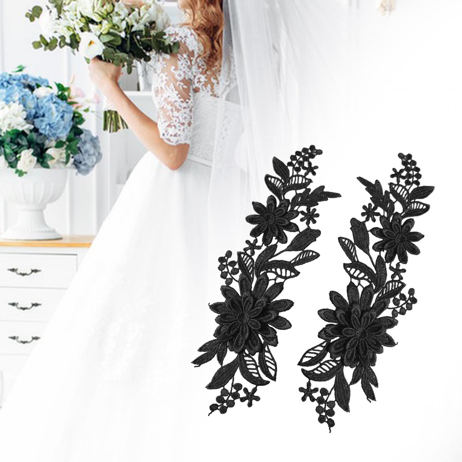 1 Pair Lace Applique Lace Patches Flower Embroidery Applique for Bridal Dress Clothing Diy Jackets Bridal Accessories Supply