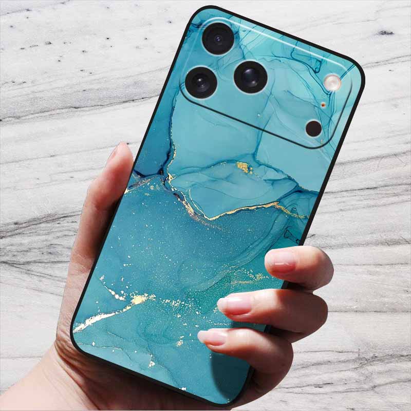 Marble Case For iPhone 16 Pro Max Black Edge Cover For iPhone17 Air 16e iPhone16 Plus Luxury Silicone Phone Cases Soft TPU Bag