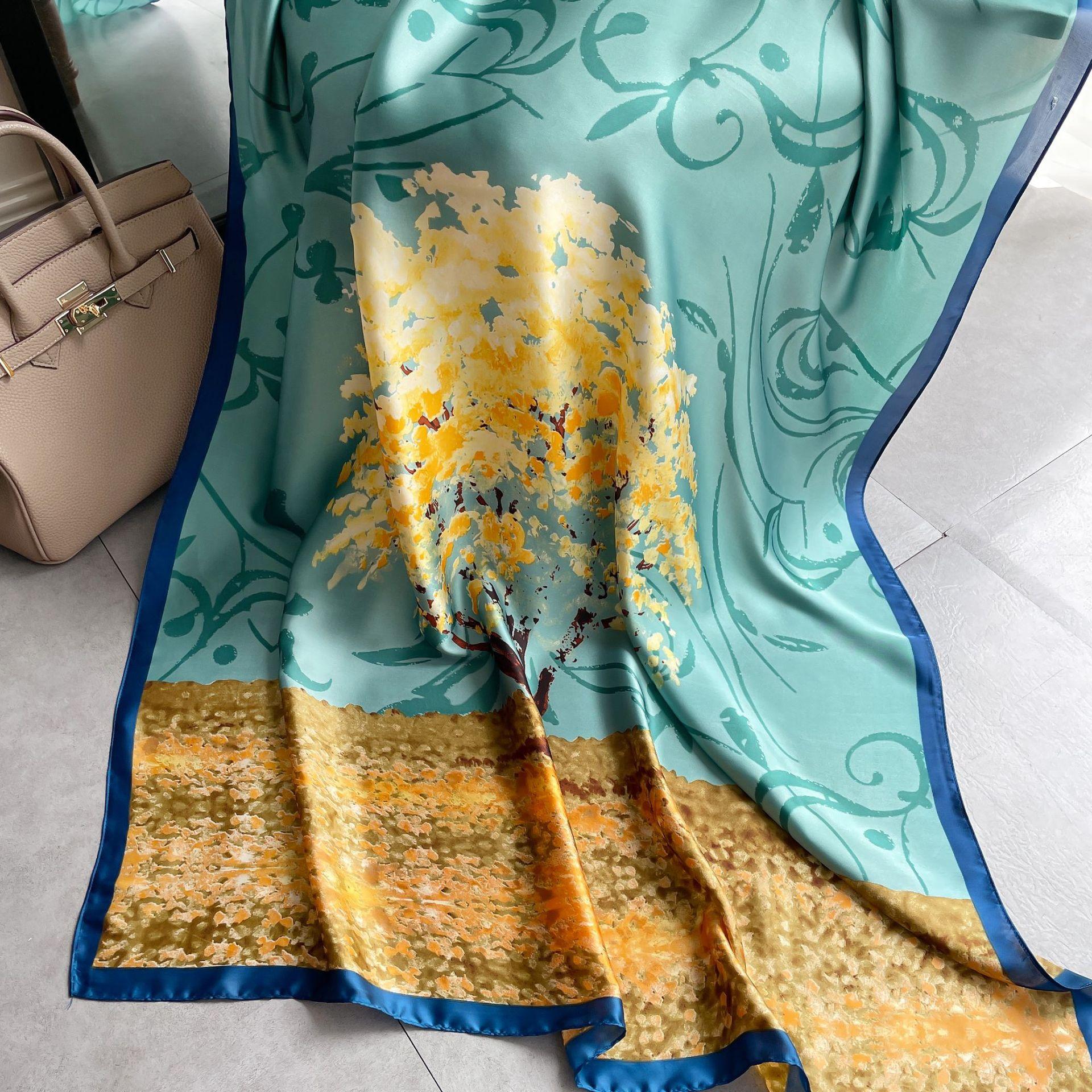 

Высококачественные роскошные шелковые шарфы, повязка на голову, шарфы, шейный шарф для женщин, шелковый шарф с цепочкой, женская декоративная шаль 180-90cm