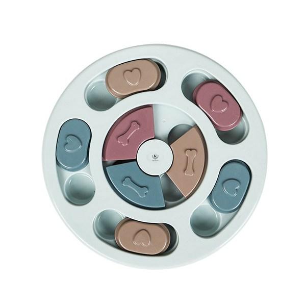 Dingdong Pet Pet Intelligence Development Puzzle Snack Toy IQ Toy Round Diameter 23cm x Height 2.5cm, Blue, 1 Piece