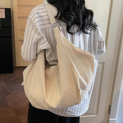 Lazy Style Pleated Japanese Bag Crossbody Bag for Women, 2026 New Canvas Large Capacity Single Shoulder Bag for Student Classes