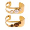 Irregular Open Cuff Pearls Bracelet Stainless Steel Wristchain Adjustable Bangle Geometric Jewelry Festival Accessories