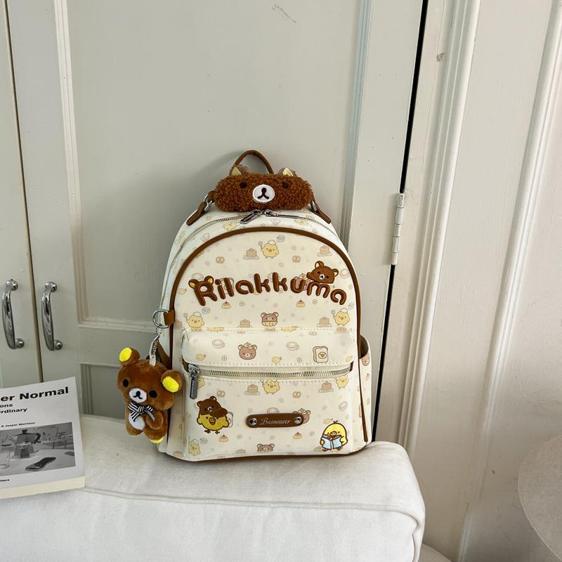 Schoolbag cartoon ins niche design cute bear backpack women's fashion versatile cute polka dot attendance student backpack