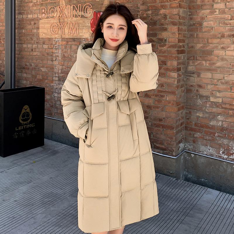Horn Button Cotton Jacket Women's Mid-length Winter Thickened and Non-bloated Down Padded Jacket 2025 New Cotton Jacket