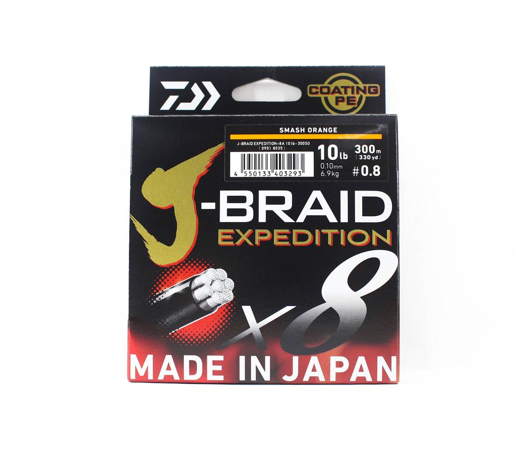 Daiwa PE Line J Braid Expedition X8 300m 10lb Smash Orange (3293)
