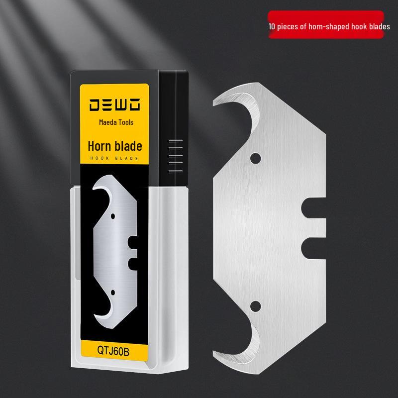 DEWO Heavy-Duty Stainless Steel Electrician's Folding Utility Knife with Cable and Wire Stripper, Thickened Hook.