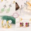 925 Sterling Copper Female Luxury Crystal Round Stud Earrings Vintage Wedding Zircon White Zircon Stone Earrings