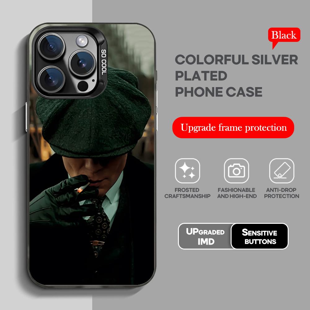 Peaky B-Blinders Tommy Cool Phone Case Black IMD Colorful Silver Suitable Soft Case for iPhone 16 15 14 13 12 11 XS Pro Max