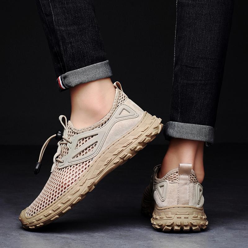 Herren Wanderschuhe Schwarz Grau Autofahrerschuhe Freizeit zum Hineinschlüpfen Sommer Netz Outdoor Wanderschuhe Übergröße 45 46 47
