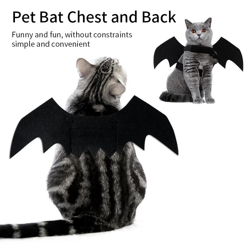 Cat Bat Wings Costume Adjustable Strap Portable Soft Felt Pet Outfit for Halloween Cosplay Travel Pet Photo Shoots