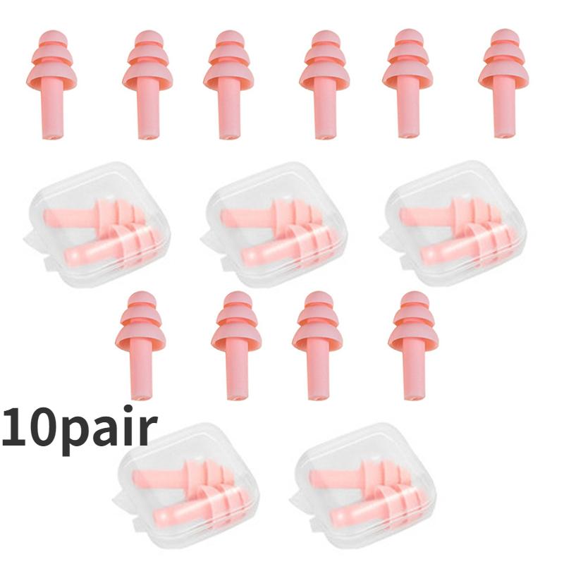 10Pairs Silicone Earplugs Noise Reduction Comfort Earplugs Soft Waterproof Swimming Waterproof Insulation Cancelling For Sleep