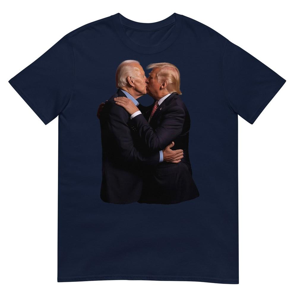Biden And Trump Kissing Funny Politics Gifts TShirt S