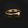925 Sterling Silver Gold Plated White Topaz Ring Round 3mm Minimal Handmade Fine Jewelry Gift for Her