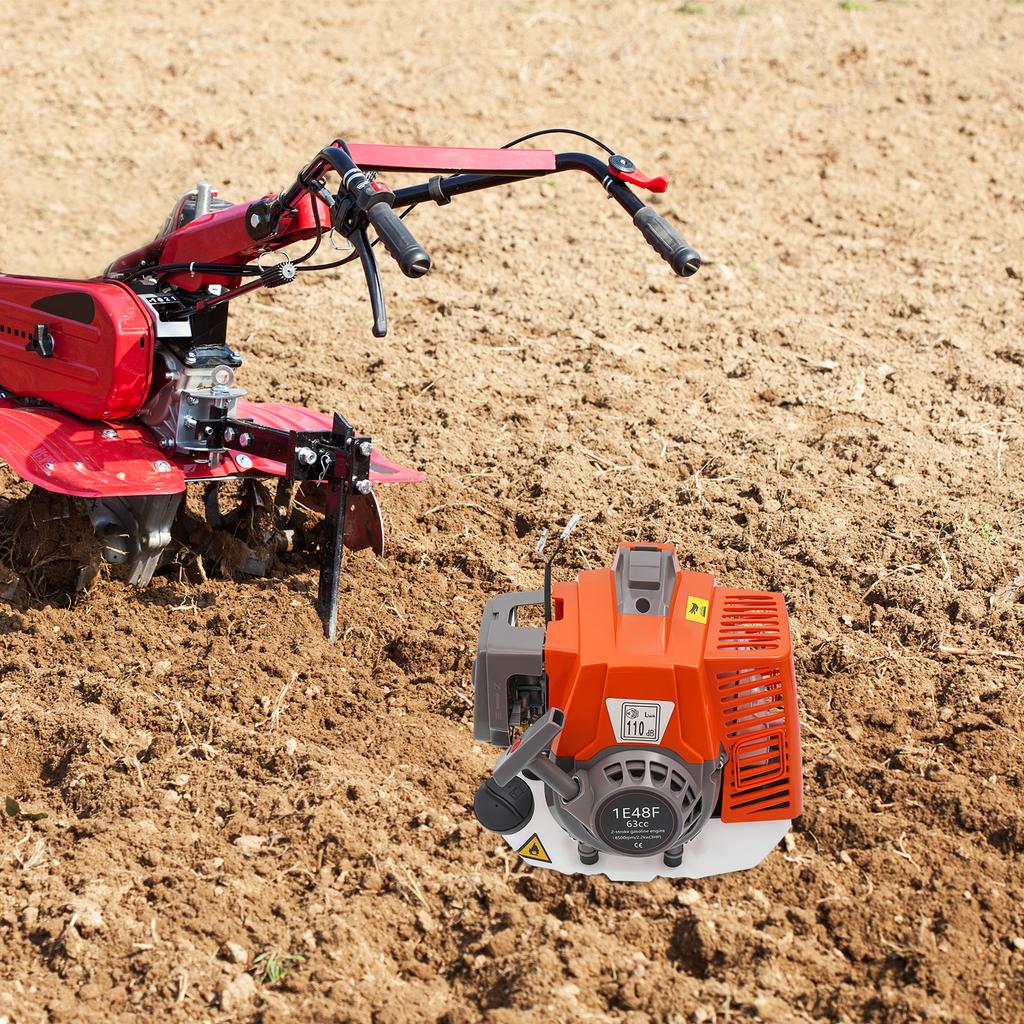 63CC High Performance 2-Stroke Gasoline Power Engine, Red, Hand Pull Start, Air Cooled Single Cylinder, Powerful & Reliable