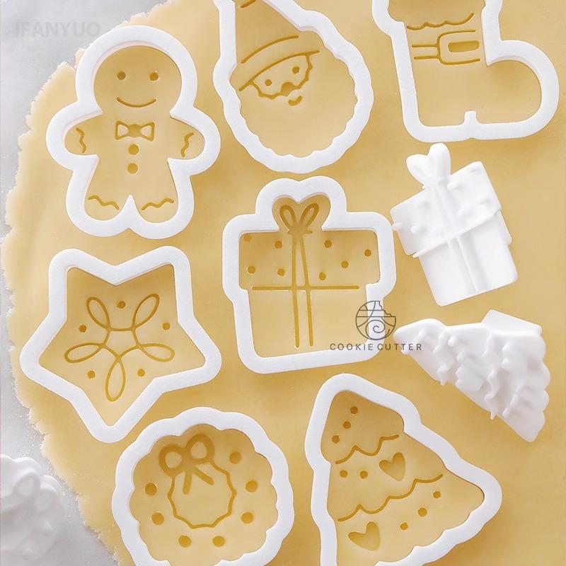 Cartoon Mini Christmas Biscuit Mold Marry Christmas Theme Cookie Cutter Embossing Mould Party Cupcake Baking Accessories Tools