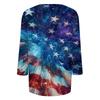 Top alla moda vintage a maniche a 3/4 per donna, Maglietta a blusa casual da donna con stampa a maniche a tre quarti e scollo a V