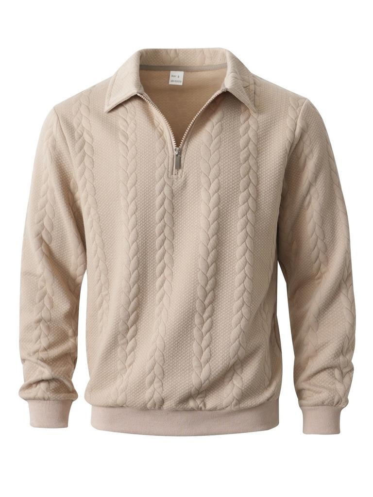 Young Men Fashion Sweater With Knit And Mock Collar For Casual Autumn Wear