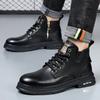 Luxury Men's Genuine Leather Boots Fashion Motorcycle Boot Retro Casual Ankle Boots for Men Winter Warm Mens Boots Botas Hombre